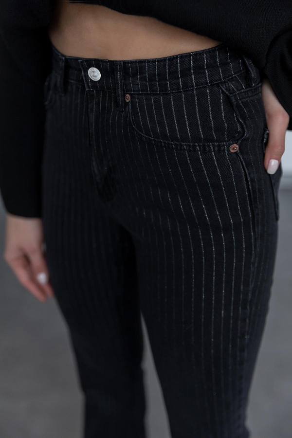 Işıltılı Flare Jean - SİYAH