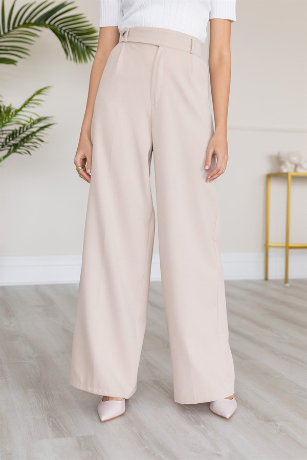 İspanyol Paça Kumaş Pantolon - BEJ
