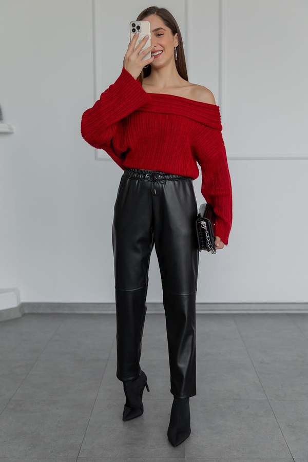 Jogger Vegan Deri Pantolon - SİYAH