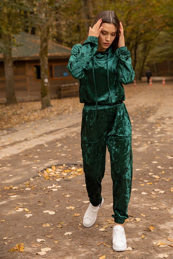 Kadife Jogger Eşofman Takım - YEŞİL