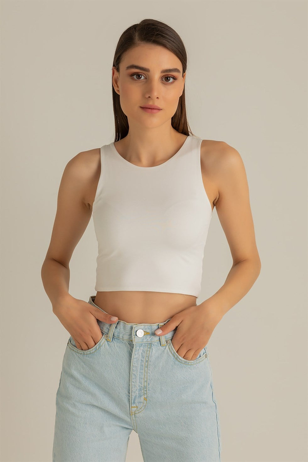 Kalın Askılı Crop - BEYAZ