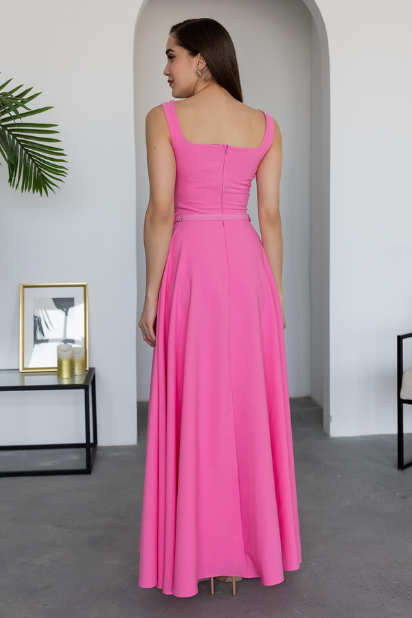Kemerli Maxi Elbise - PEMBE