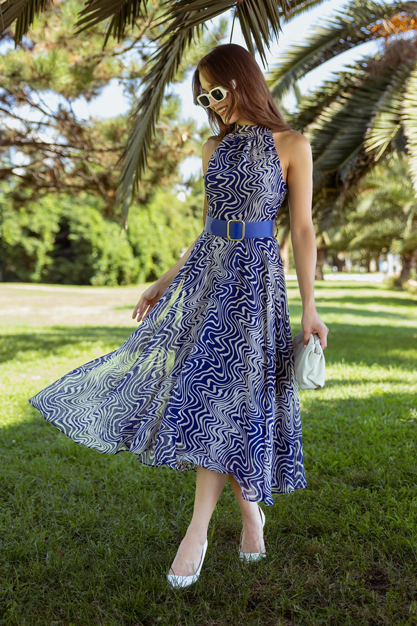 Kemerli Şifon Elbise - SAKS