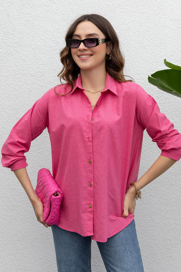 Keten Gömlek - PEMBE