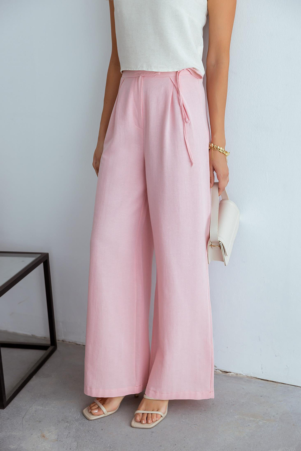 Keten Palazzo Pantolon - PEMBE
