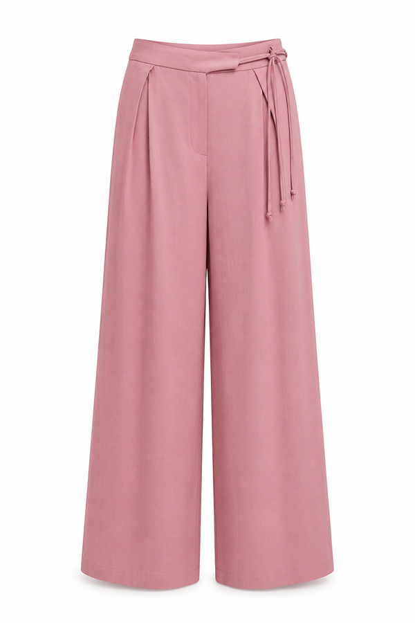 Keten Palazzo Pantolon - PEMBE