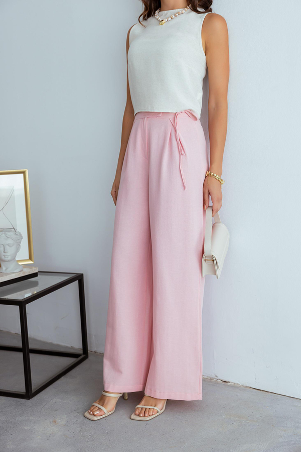 Keten Palazzo Pantolon - PEMBE
