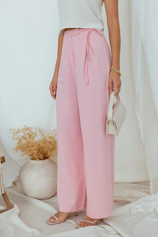 Keten Palazzo Pantolon - PEMBE