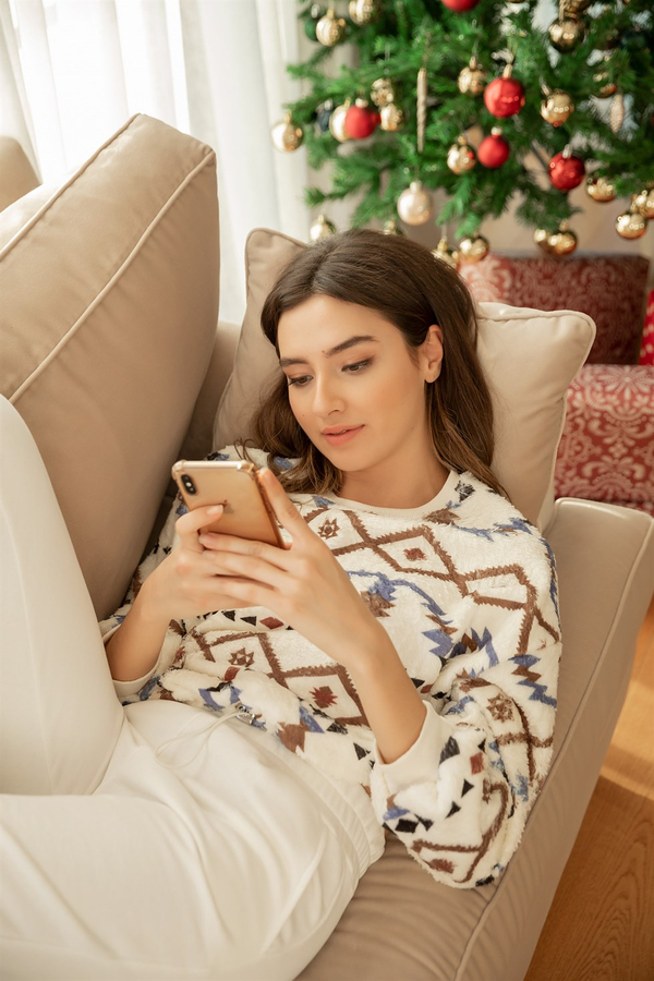 Kilim Desen Polar Sweat - BEYAZ