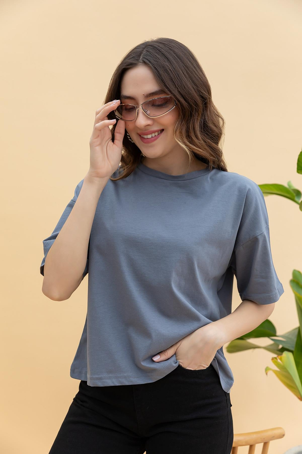 Kısa Kol Basic T-shirt - ANTRASİT