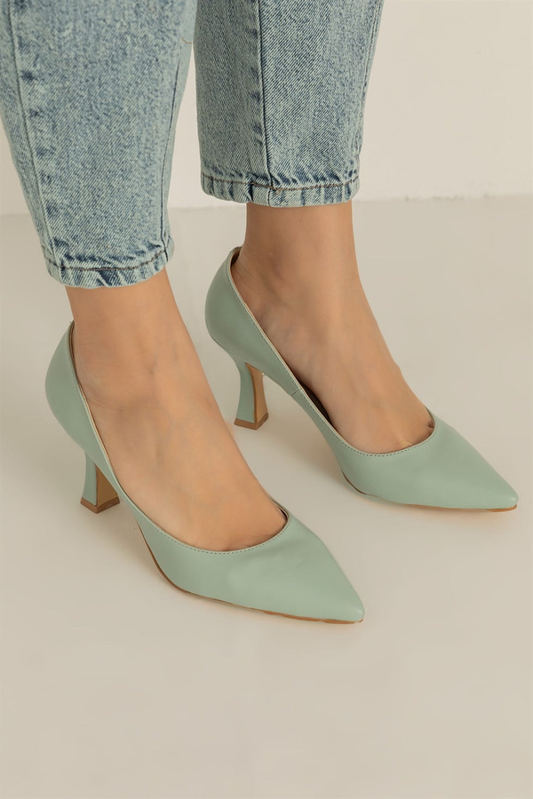 Kısa Topuk Cilt Stiletto - MİNT YEŞİL