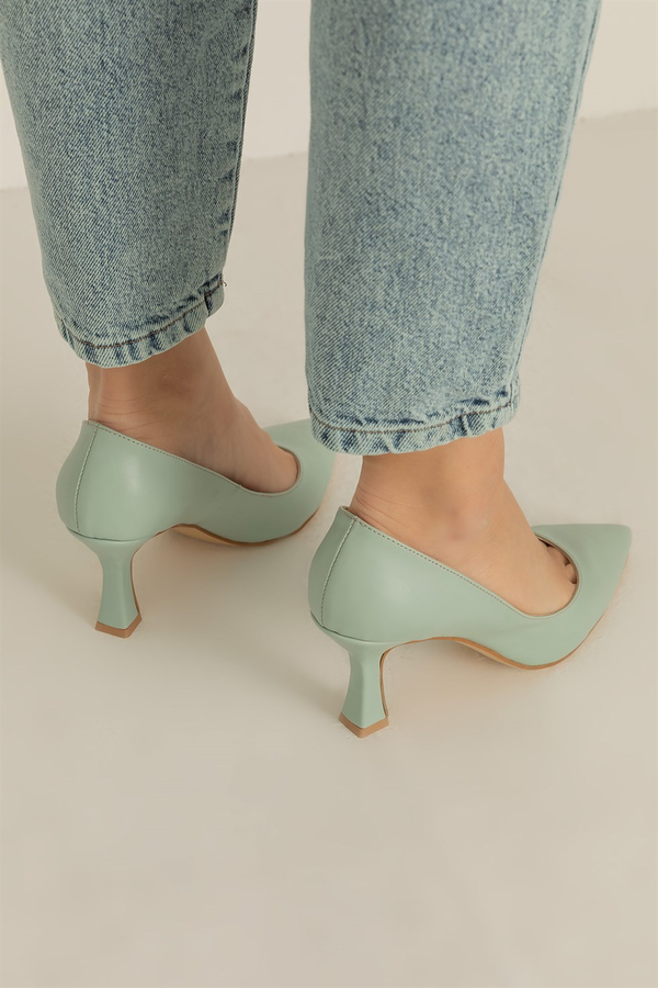 Kısa Topuk Cilt Stiletto - MİNT YEŞİL