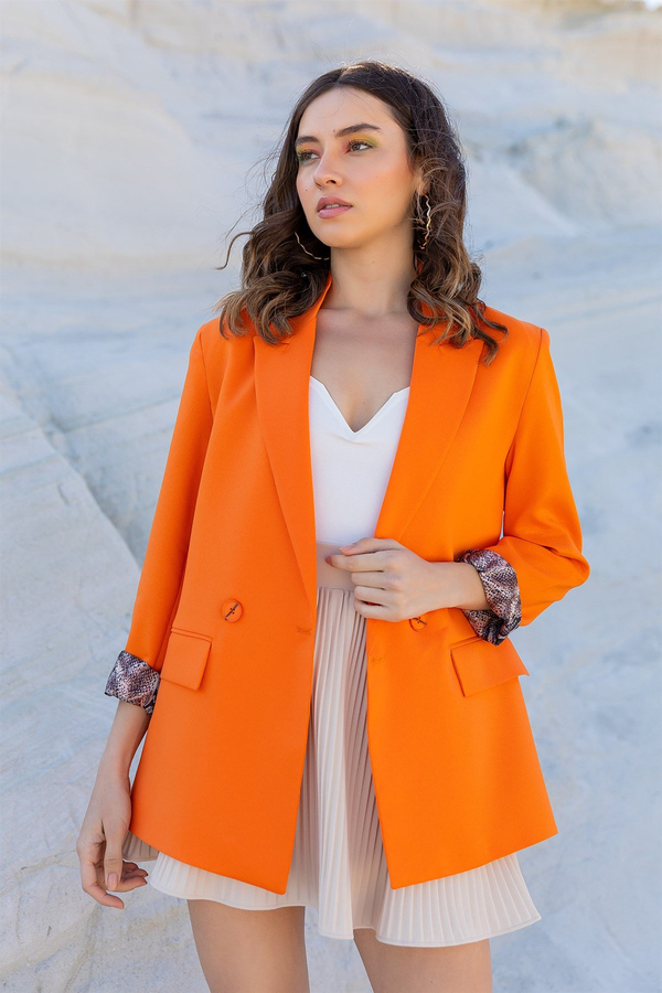 Kol Katlı Blazer Ceket - TURUNCU
