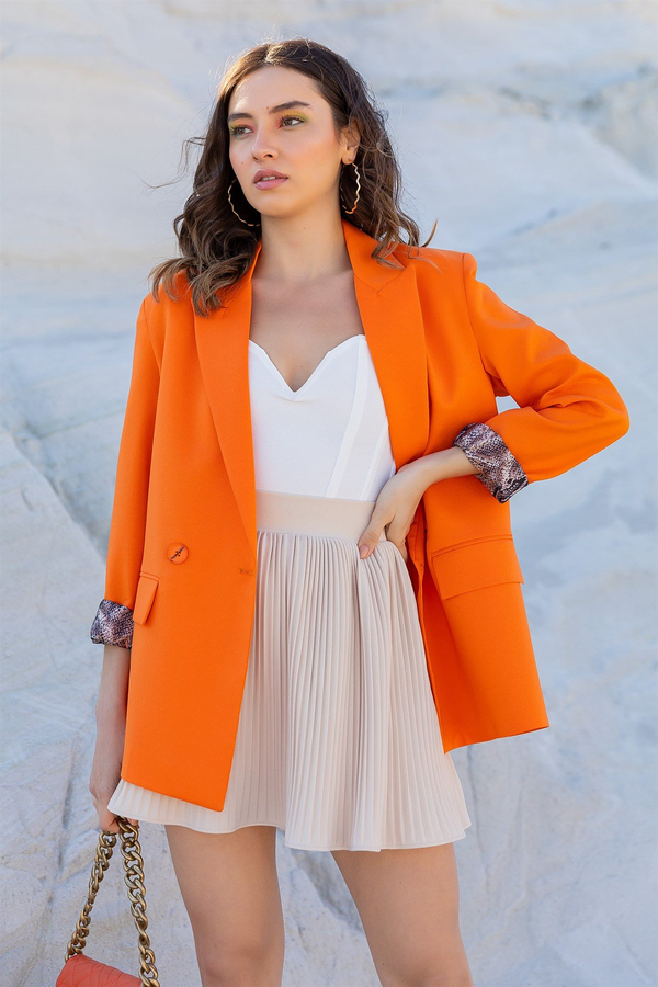 Kol Katlı Blazer Ceket - TURUNCU