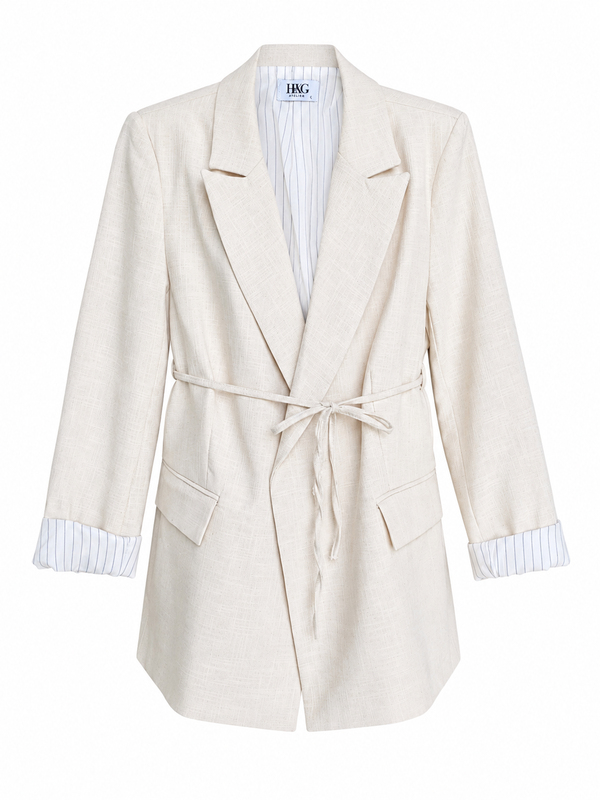 Kuşaklı Blazer Ceket - BEJ