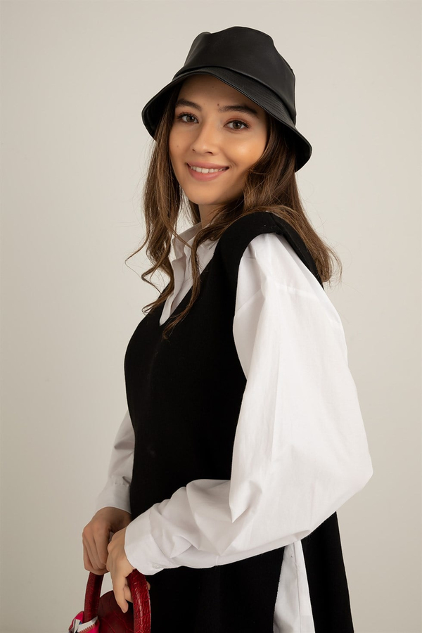 Kuşaklı Triko Panço - SİYAH