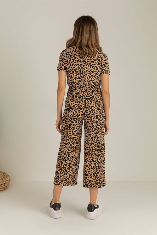 Leopar Desen Kaşkorse Tulum - BEJ