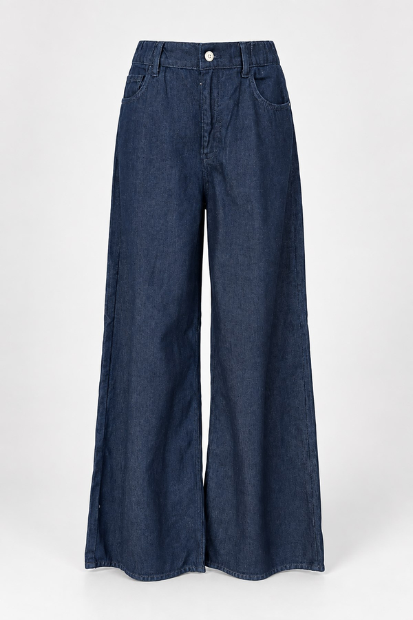 MGZ Bol Paça Denim Pantolon - LACİVERT