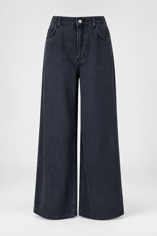 MGZ Bol Paça Denim Pantolon - SİYAH