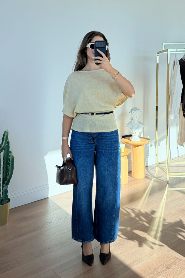 MGZ Form Dikişli Jean Pantolon - MAVİ