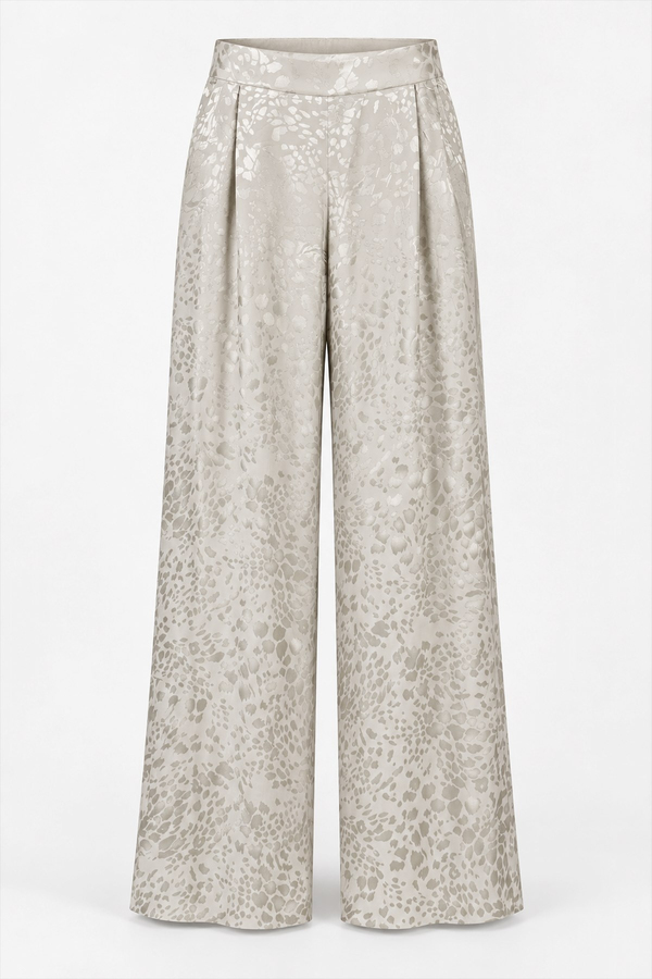MGZ Leopar Desenli Saten Pantolon - BEJ