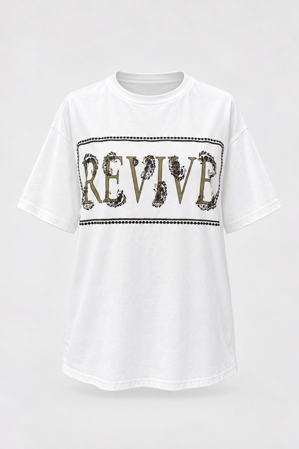 MGZ Nakış Detaylı T-Shirt - EKRU