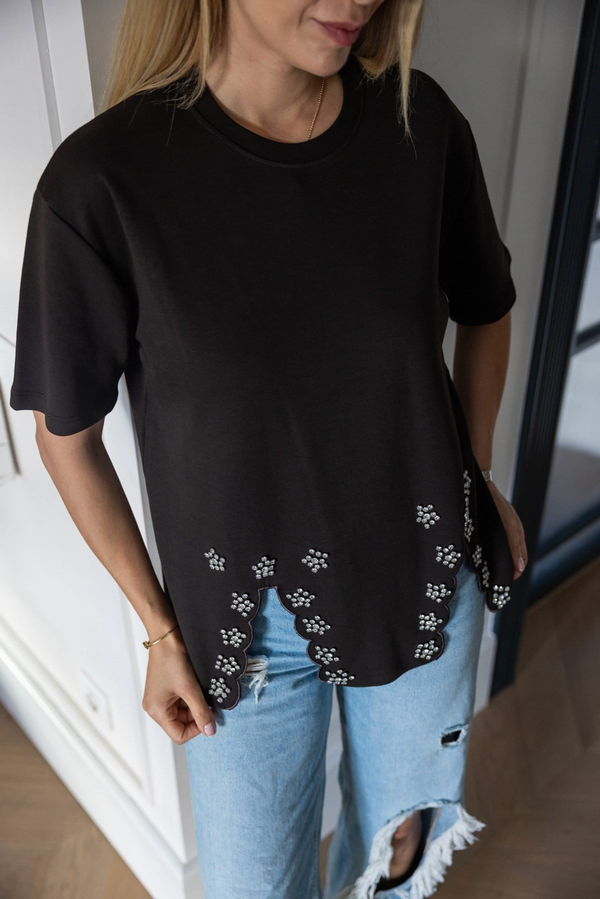 MGZ Taşlı T-Shirt - KAHVERENGİ