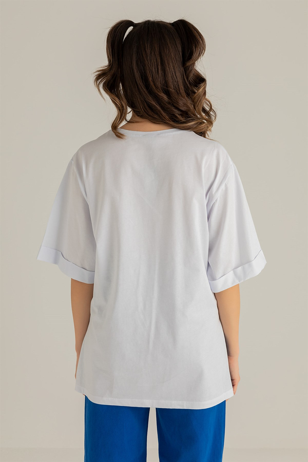 New Jersey Yazılı T-shirt - BEYAZ