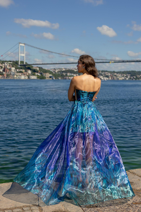 Organze Tasarım Abiye - LACİVERT