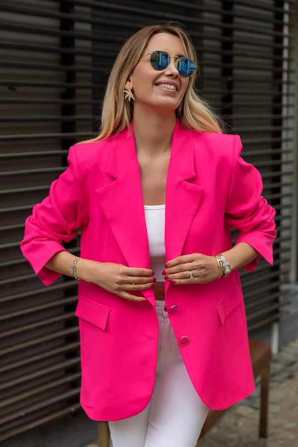 Oval Kesim Ceket - PEMBE