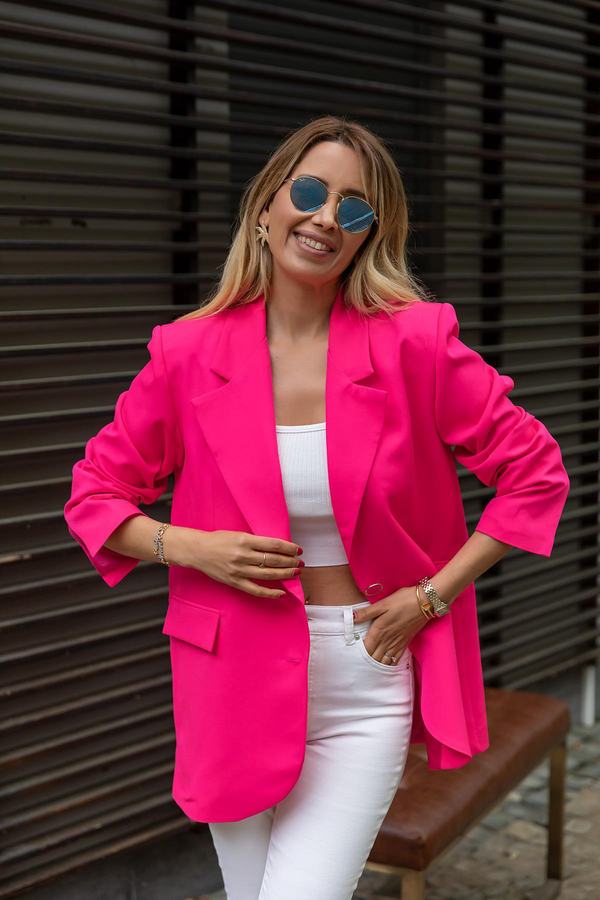 Oval Kesim Ceket - PEMBE