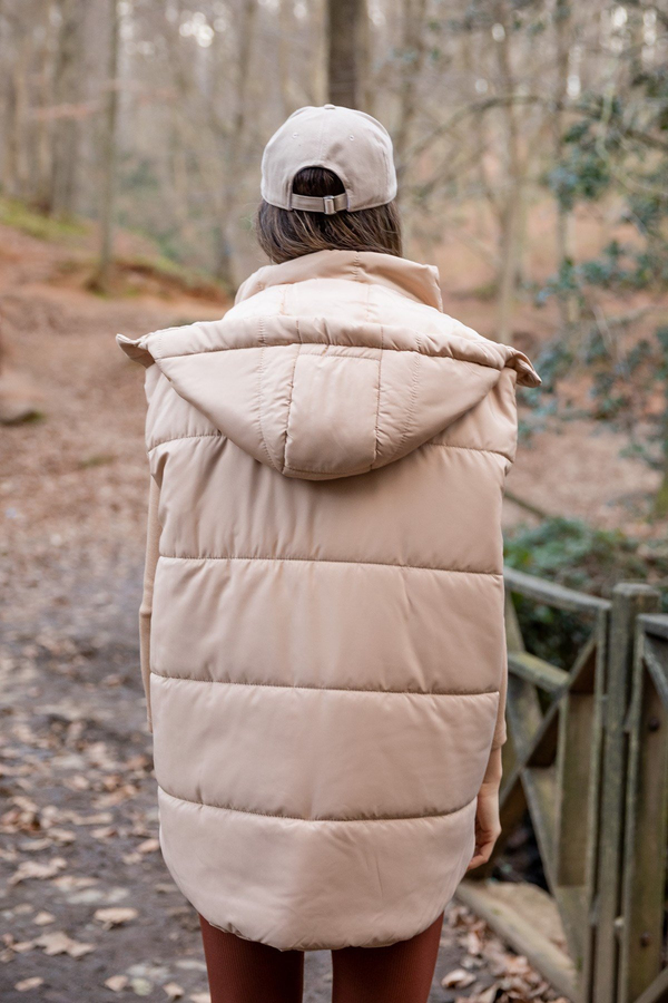 Oversize Cepli Şişme Yelek - BEJ