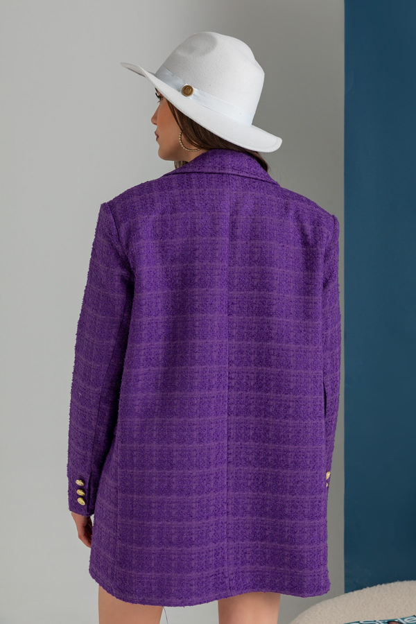 Oversize Düğmeli Tüvit Ceket - MOR
