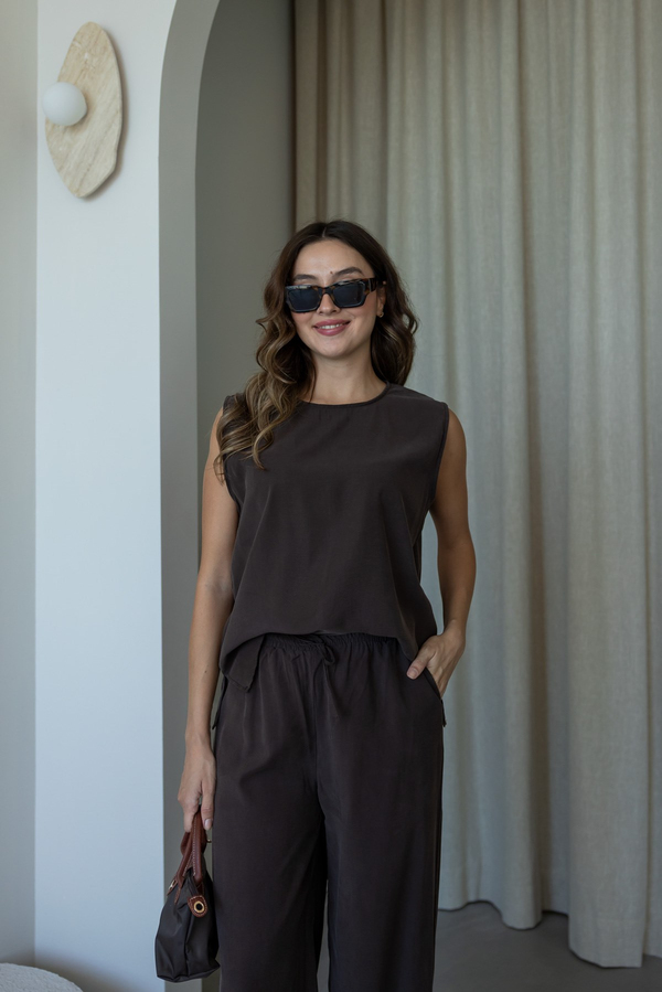 Oversize Gömlek Üçlü Takım - KAHVERENGİ