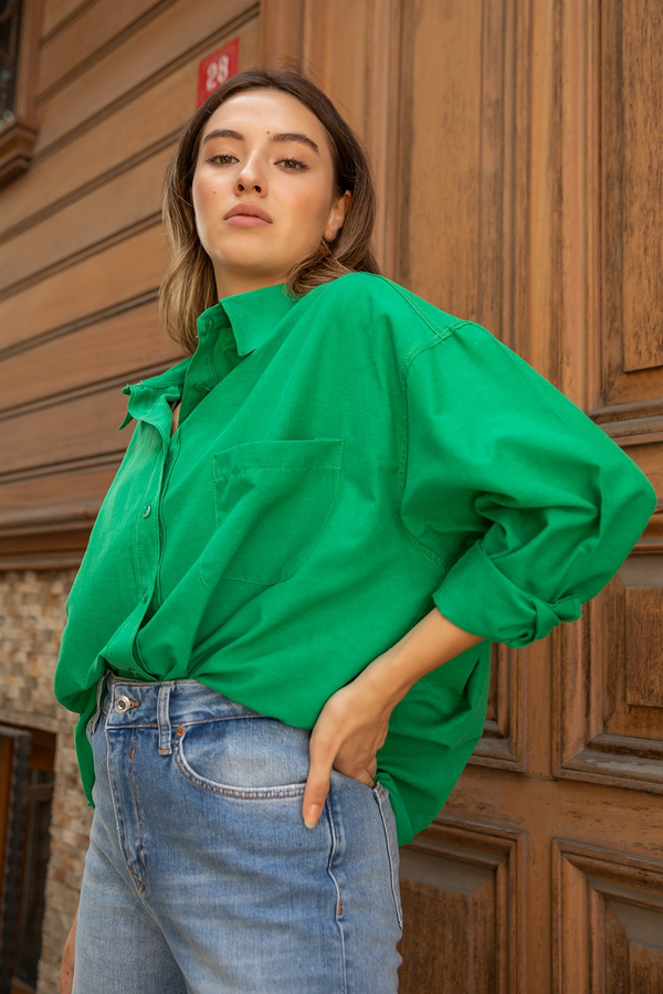 Oversize Gömlek - YEŞİL