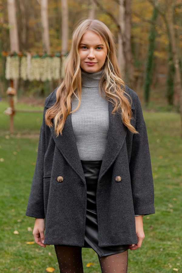 Oversize Kaşe Kaban - ANTRASİT
