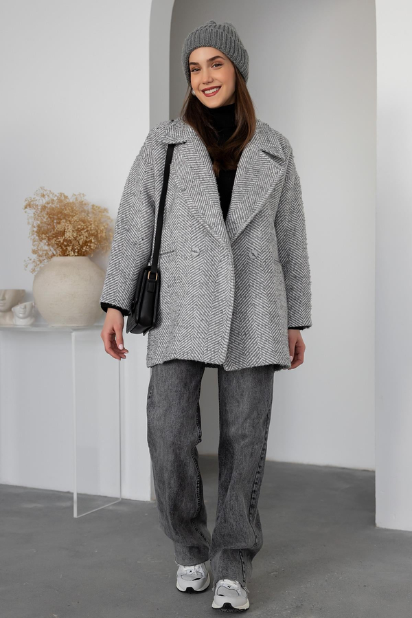 Oversize Kısa Kaban - GRİ
