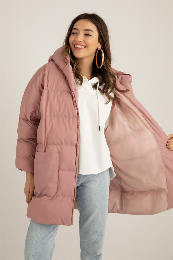 Oversize Şişme Mont - PUDRA