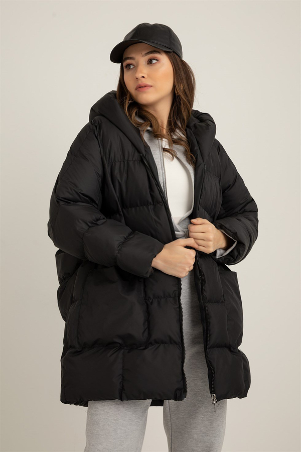 Oversize Şişme Mont - SİYAH