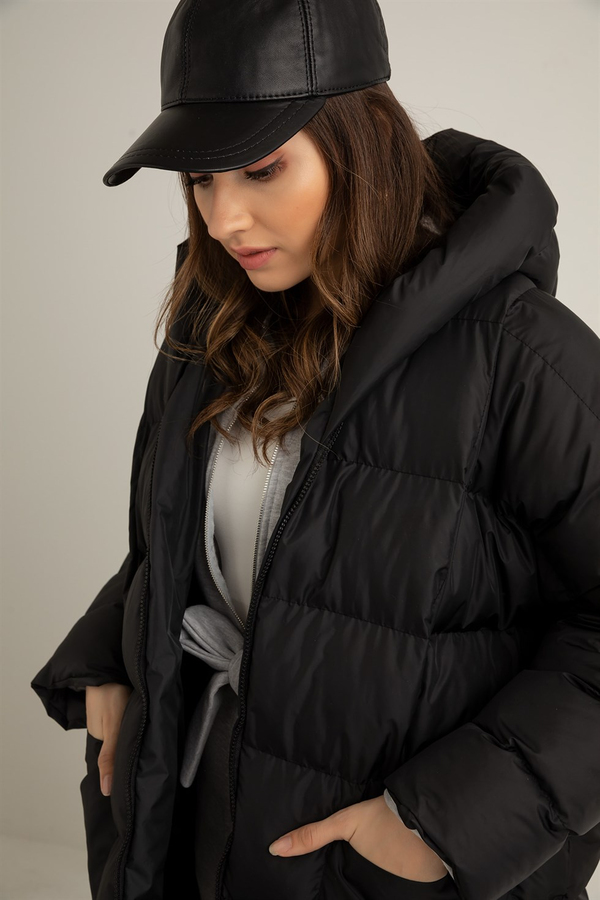 Oversize Şişme Mont - SİYAH