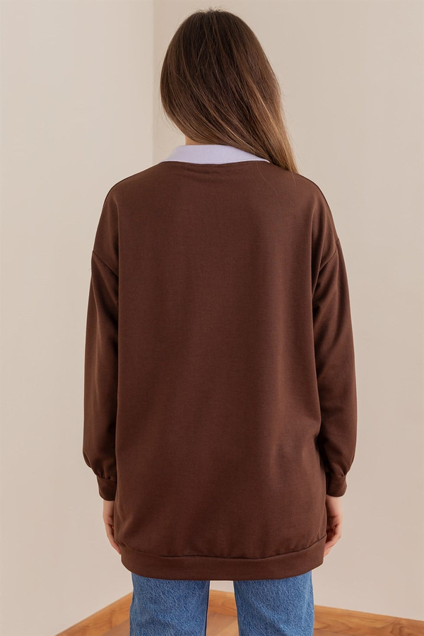 Oxford Yazılı Sweat - KAHVERENGİ