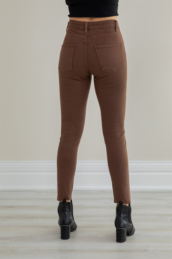Paça Kesik Skinny Jean - KAHVERENGİ