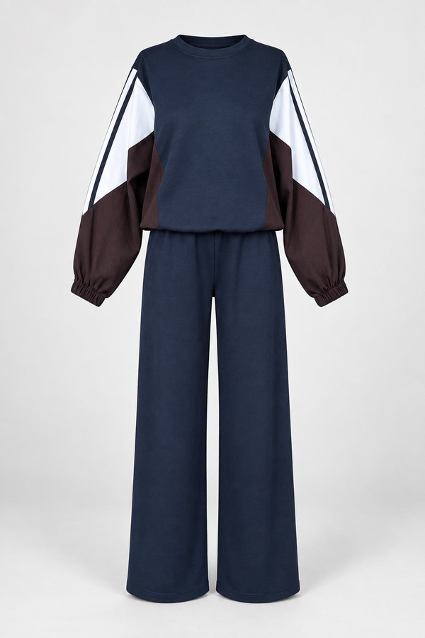 Paraşüt Garnili Yarasa Kol Takım - LACİVERT