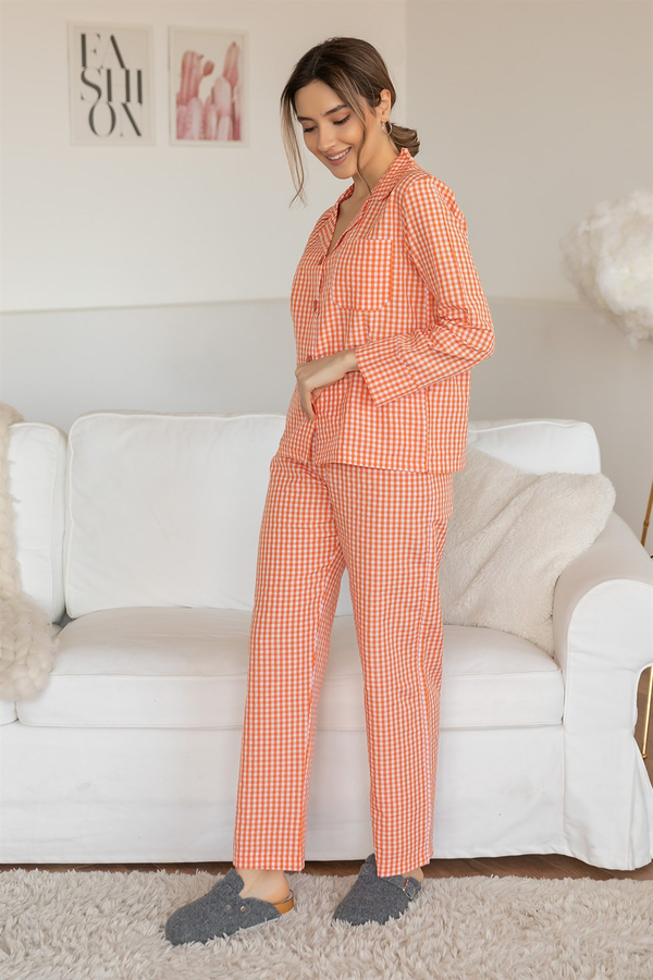 Pötikare Desen Pijama Takım - TURUNCU