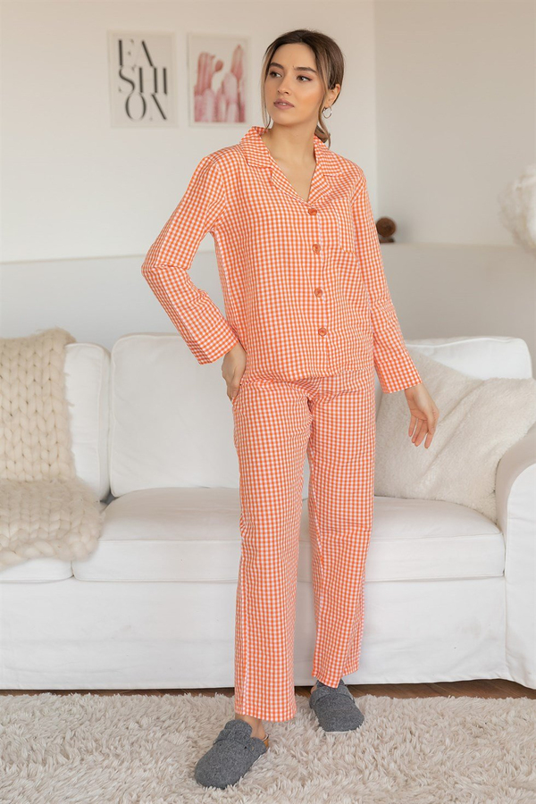 Pötikare Desen Pijama Takım - TURUNCU