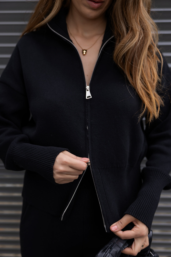 Premium Çift Fermuarlı Takım - SİYAH