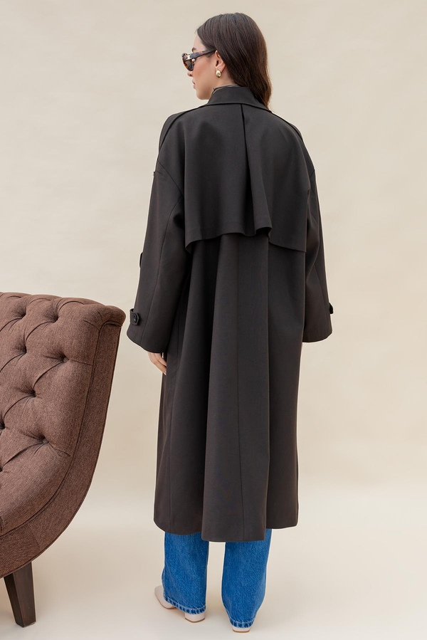 Premium Oversize Trençkot - KAHVERENGİ