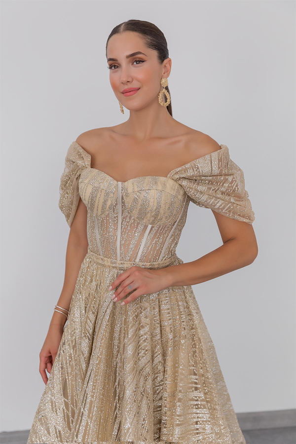 Prenses Simli Abiye - GOLD