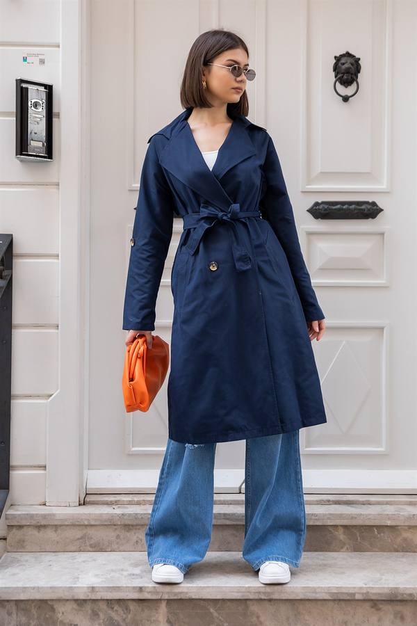 Marine blau Trenchcoats