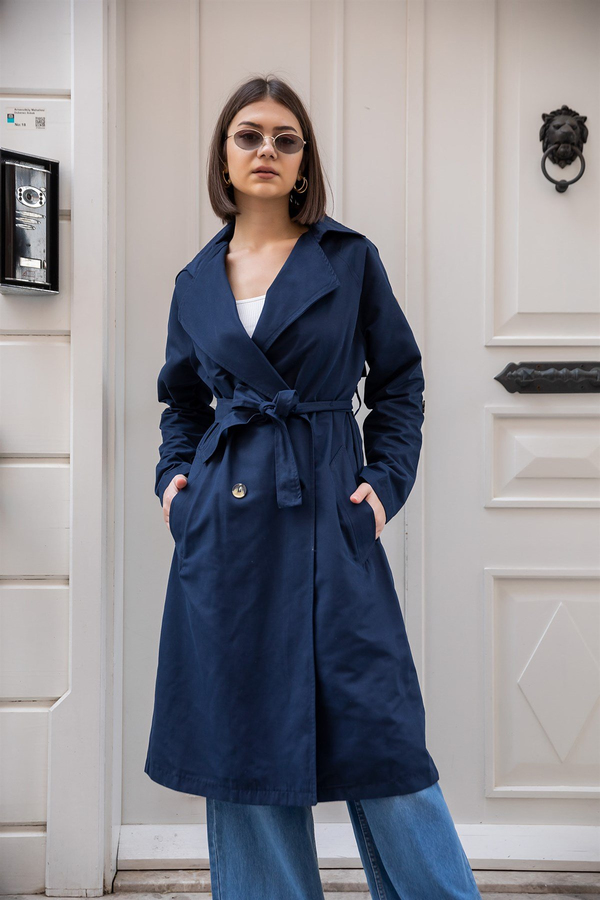 Marine blau Trenchcoats
